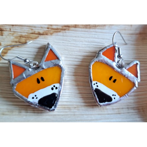 Boucles d'oreilles en vitrail : renard Boucles d'oreilles en vitrail : renard