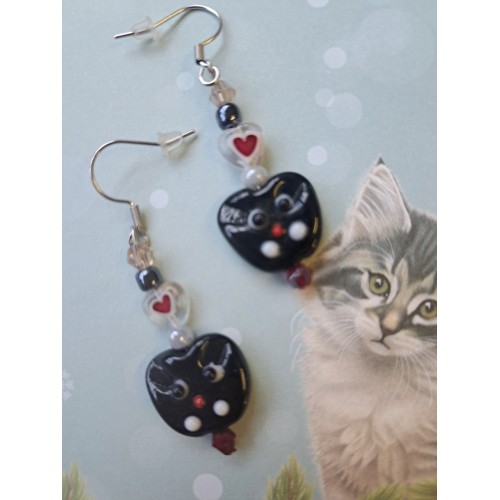 Boucles d'oreilles chat noir Boucles d'oreilles chat noir