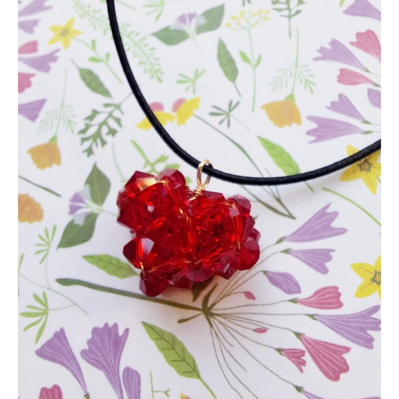 Collier cœur facettes