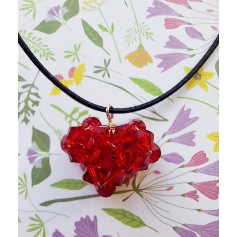 Collier cœur facettes