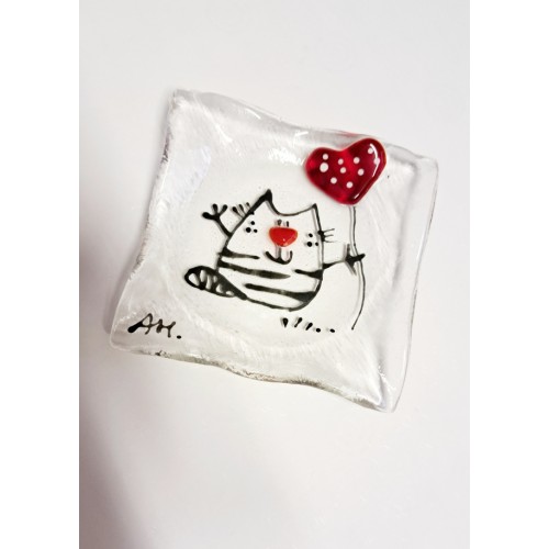 Mini vide poche chat et cœur.