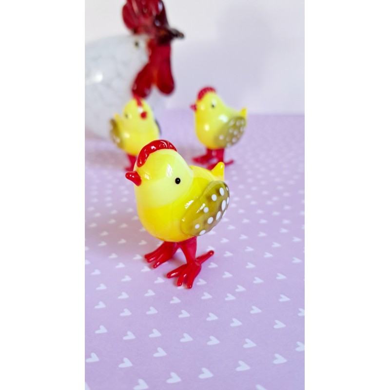 Poussin jaune en verre filé