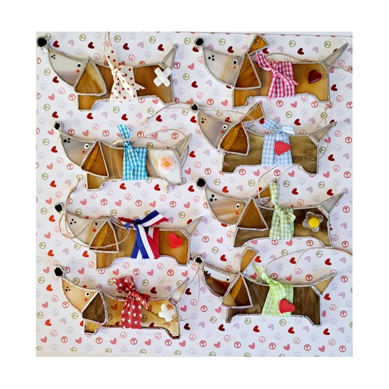 petits teckel en vitrail Tiffany