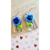Boucles d'oreilles petites fleurs en verre