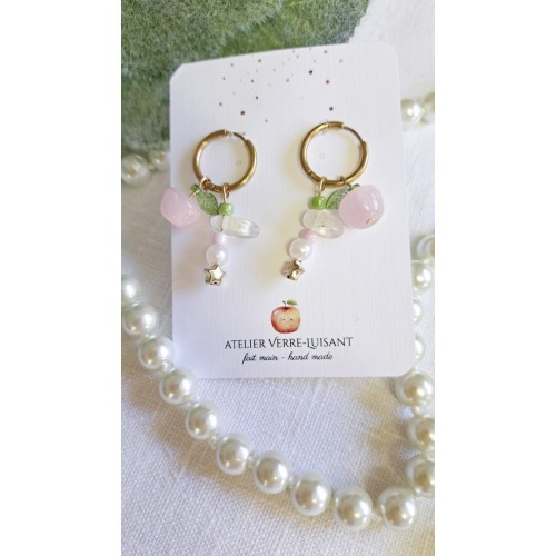 Créoles en acier inoxydable et pommes pastelles