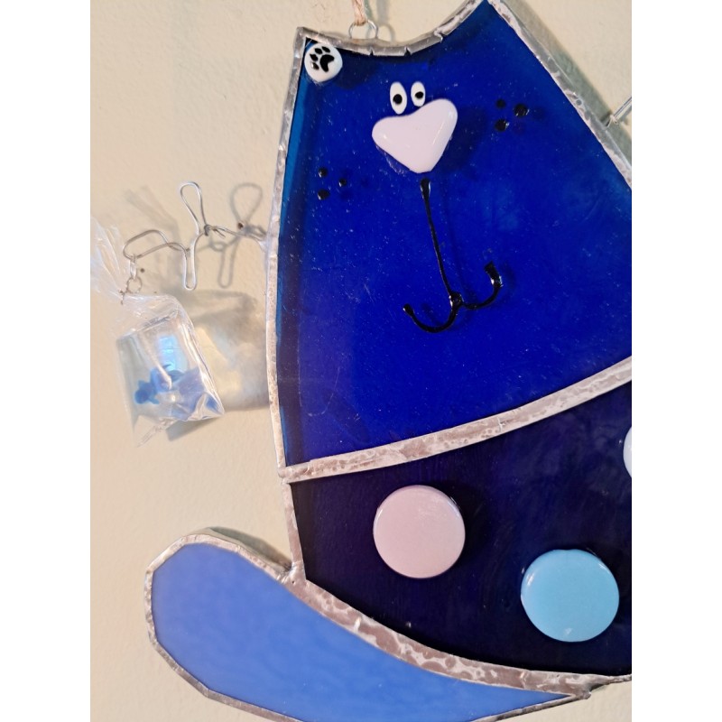 Exemple de chat réalisé en technique Tiffany