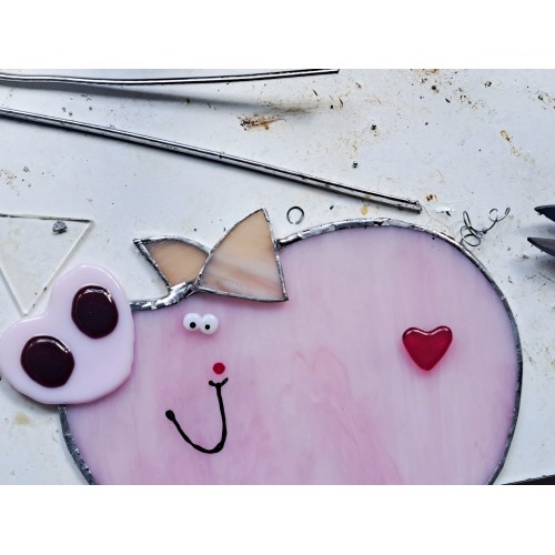 Cochon en vitrail Tiffany