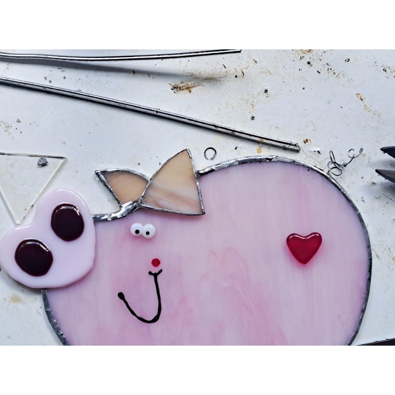 Cochon en vitrail Tiffany