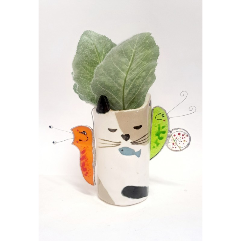 Vitrail Tiffany escargot à accrocher à un vase / pot de fleur.