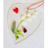 Coeur en verre fusionné, muguet du premier mai et coccinnelle porte bonheur !