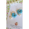 Détails créoles fleur en verre turquoise