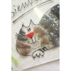 Détail plaque de maison "Bienvenue" chat tigré en verre fusionné.
