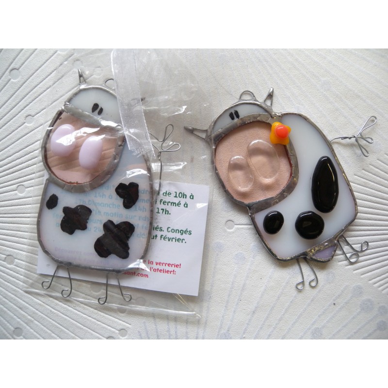 Mini vache vitrail.