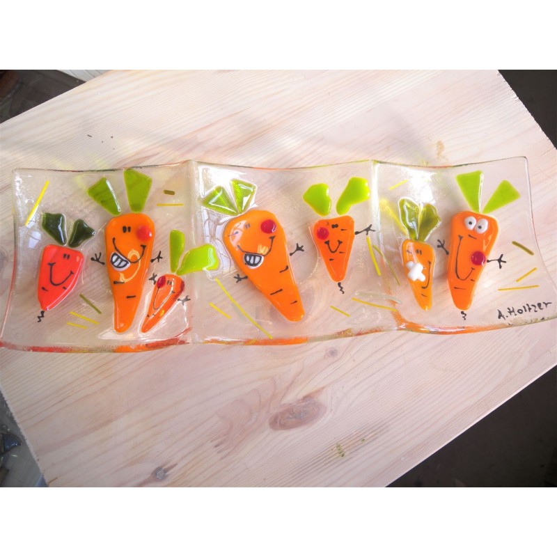 Plat  apéro 3 compartiments  "Vive les carottes!"